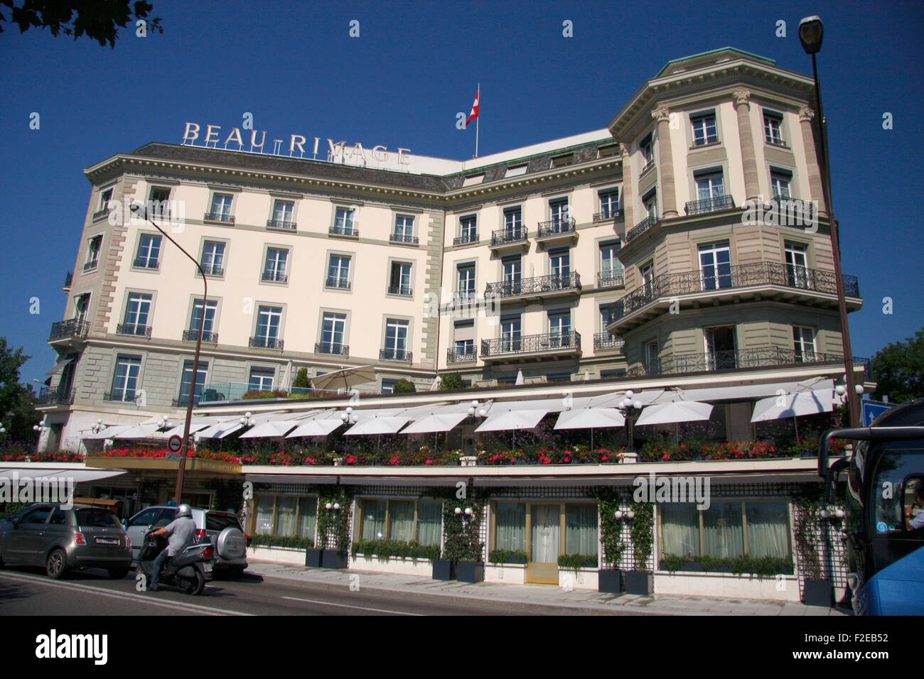 Das Hotel 'Beau Rivage', en dem Uwe Barschel, guerre gestoeben Genfer See, Genf, Schweiz. Banque D'Images