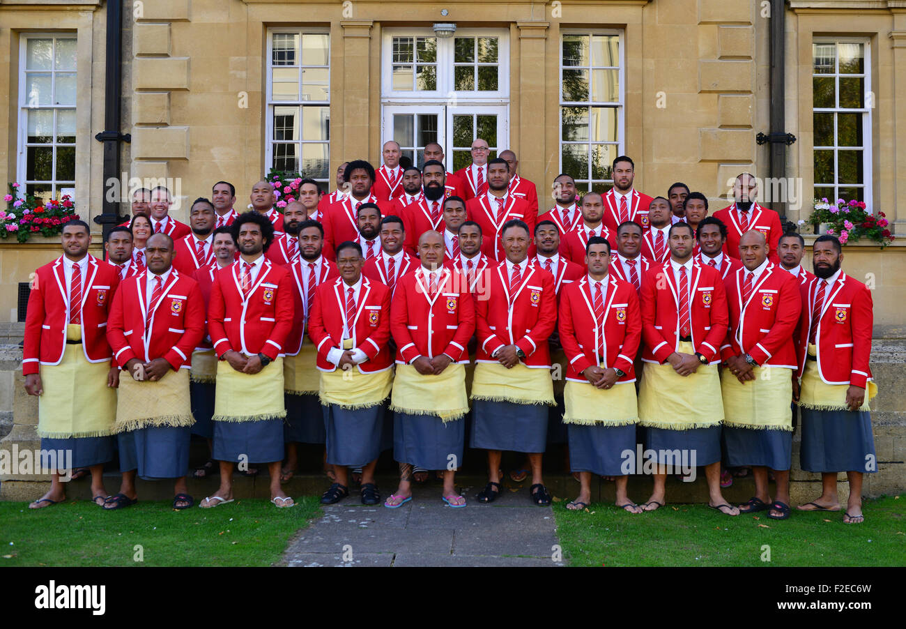 Photo par : Charlie Bryan Photo:Cheltenham Uk....Tonga World Cup Rugby team sont accueillis à l'hôtel de ville par la population de Cheltenham... 12/09/2015 Date12 ref : Banque D'Images