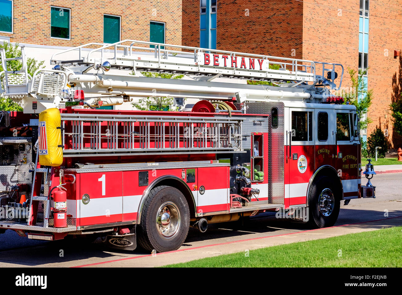 Un camion de pompiers à Béthanie, en Oklahoma. USA Banque D'Images