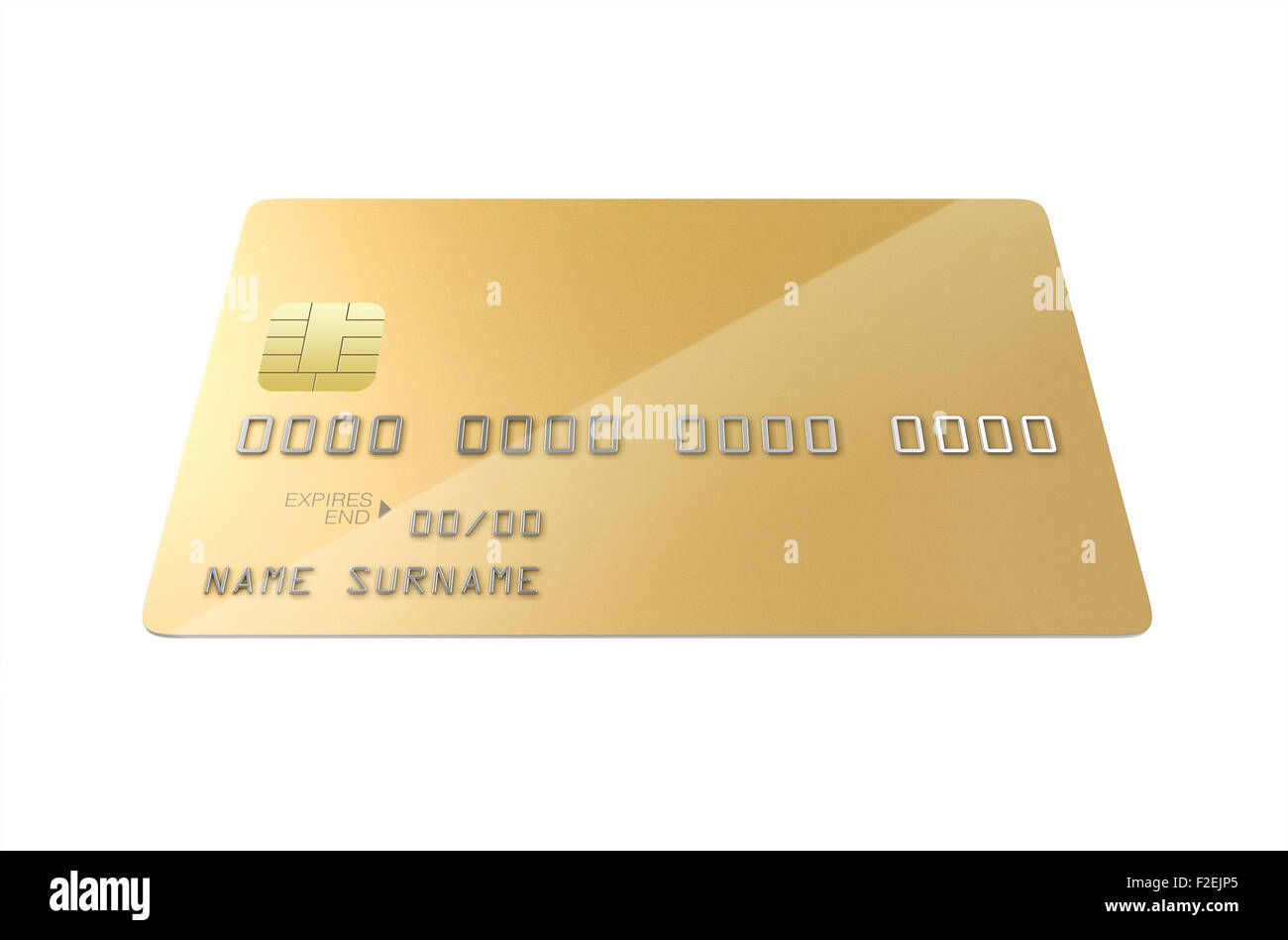 Une vue rapprochée d'une banque de l'or vierge générique carte de crédit sur un fond studio blanc isolé Banque D'Images