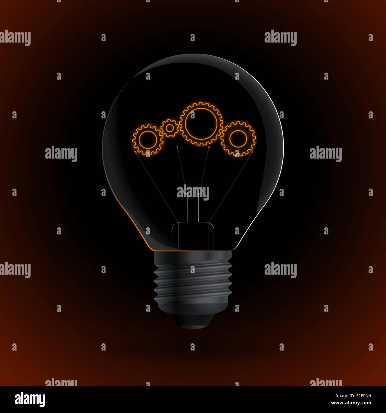 Lightbulb avec pignon signe sur un fond sombre Illustration de Vecteur