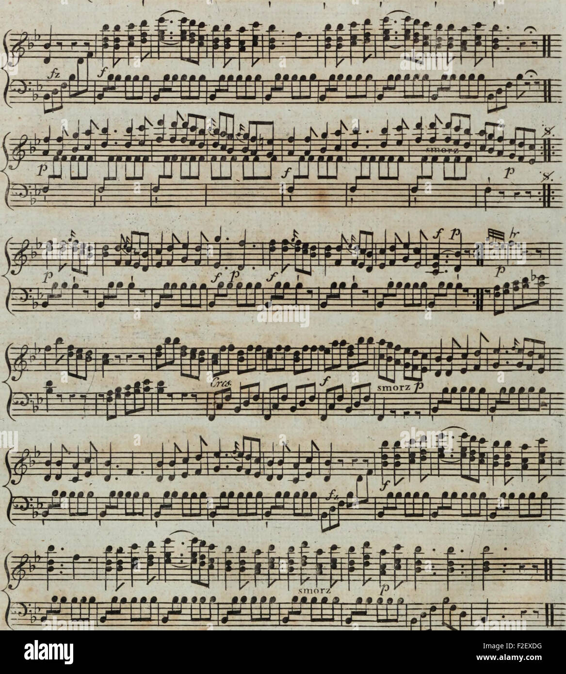 Six sonates pour la harpe avec accompagnement d'un violon ou flûte obligée, tres faciles a éxécuter, elles peuvent aussi se jouer seules d'autant qu'elles contiennent beaucoup de petits airs (1795) Banque D'Images