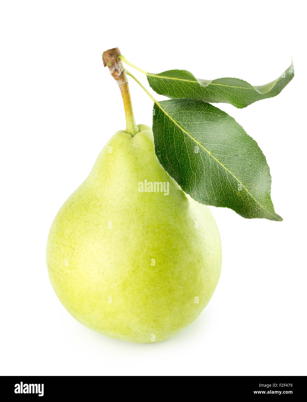 Poire verte isolée sur fond blanc. Banque D'Images