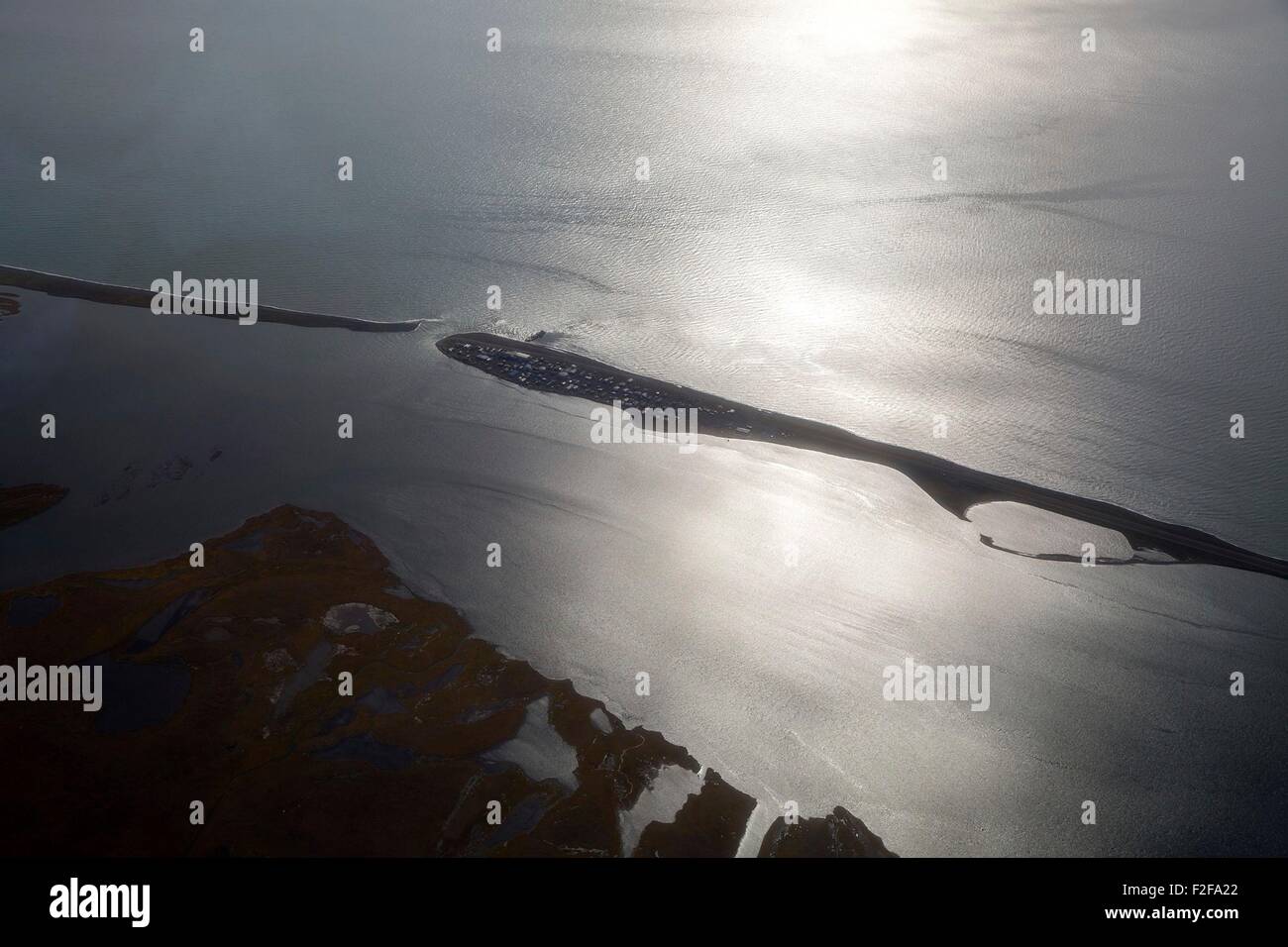 L'île éloignée de Kivalina, 1 septembre 2015 en Alaska. Les 400 personnes village de Kivalina a récemment voté pour déplacer l'ensemble du village pour se perdre dans l'eau de changement climatique. Banque D'Images