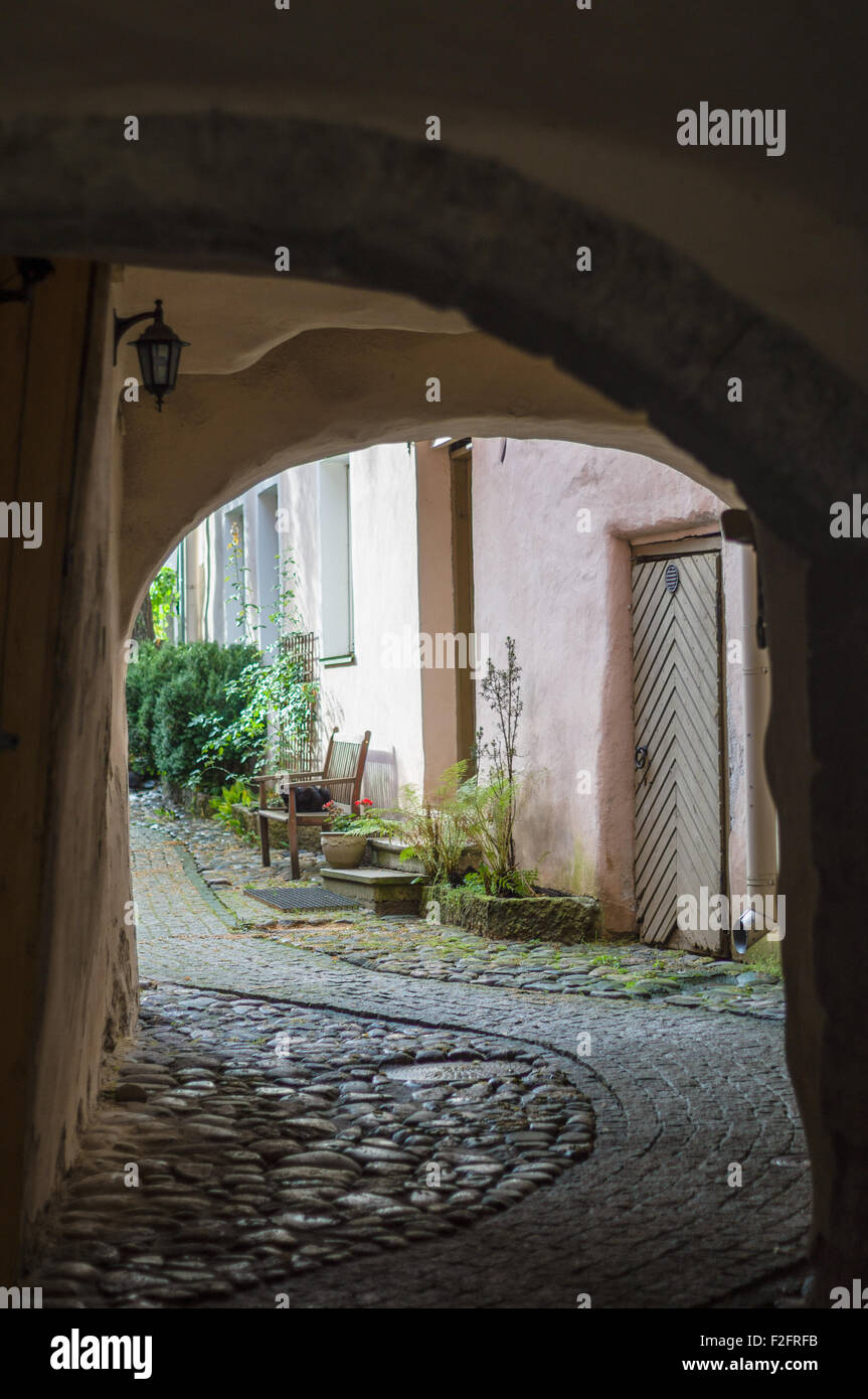 Causeway menant dans la cour par le passage Banque D'Images