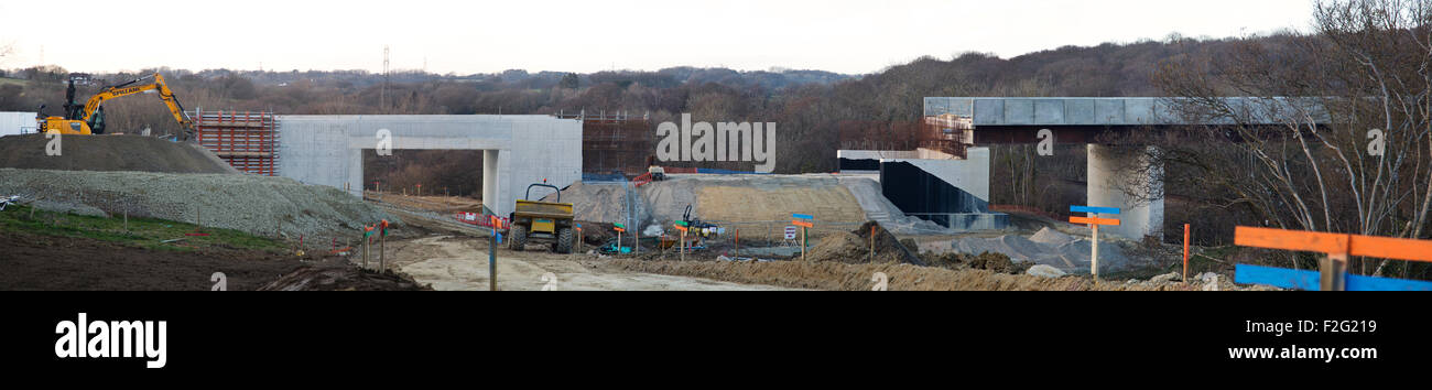 Panorama de l'Bexhill-Hastings Link road contourner en construction Banque D'Images