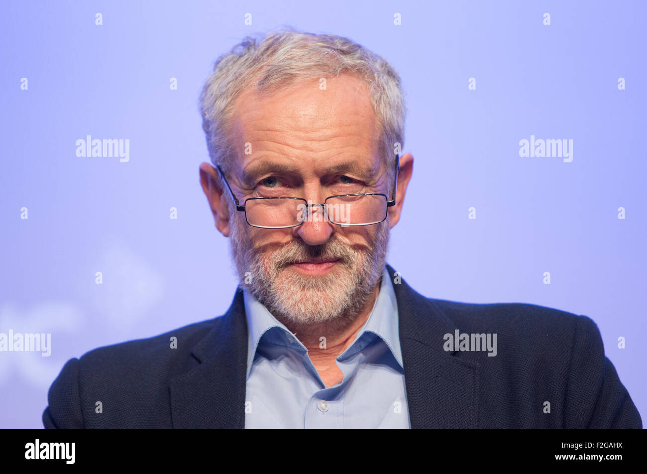Jeremy Corbyn, chef du parti travailliste, à la conférence du TUC à Brighton Banque D'Images