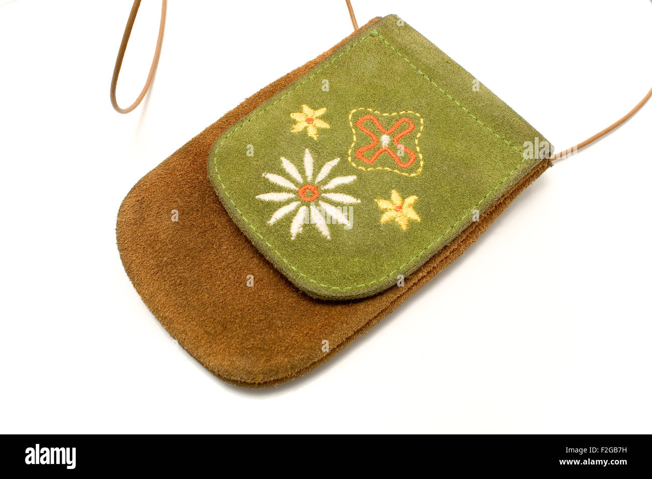 Étui en cuir de téléphone mobile isolated on white Banque D'Images