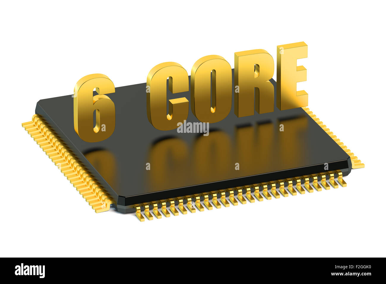 6 CPU core puce pour smatphone et comprimé isolé sur fond blanc Banque D'Images