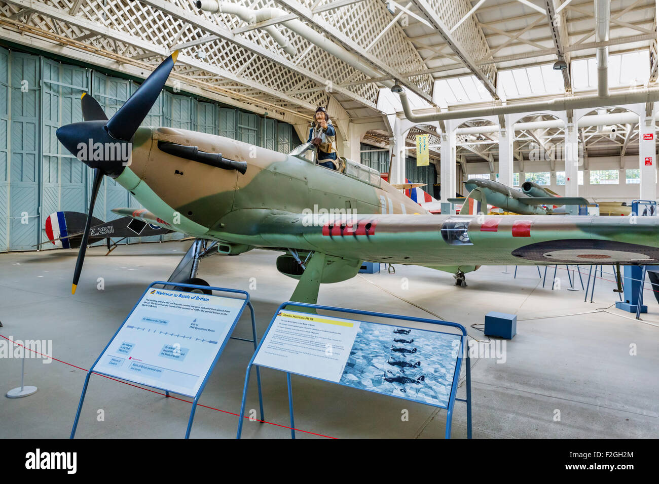 Un Hawker Hurricane Mark IIB dans la bataille d'Angleterre l'affichage à l'Imperial War Museum, Duxford, Cambridgeshire, Angleterre, RU Banque D'Images