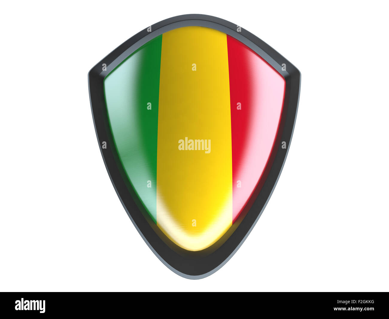 Mali drapeau sur la tôle de protection isoler sur fond blanc. Banque D'Images