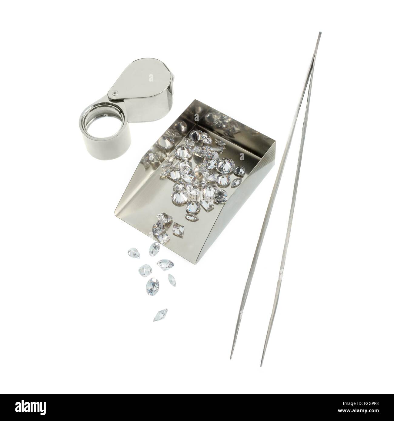 Les diamants et les outils de gemmologie Banque D'Images