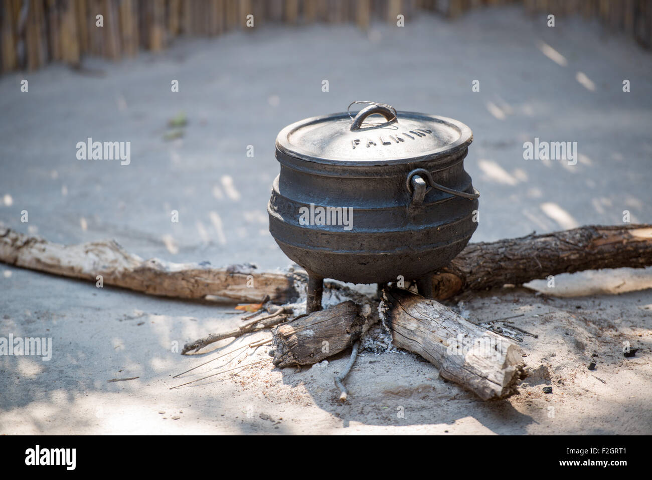 Rendre le sorgho, repas dans Saxaxa Village de Botswana, Afrique Banque D'Images