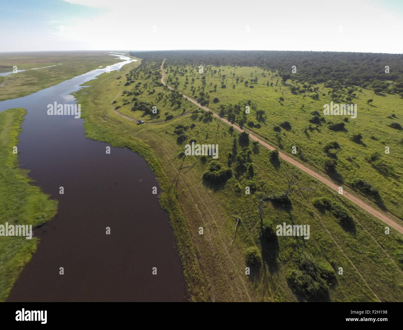 Vue aérienne de la rivière en Namibie, Afrique Banque D'Images