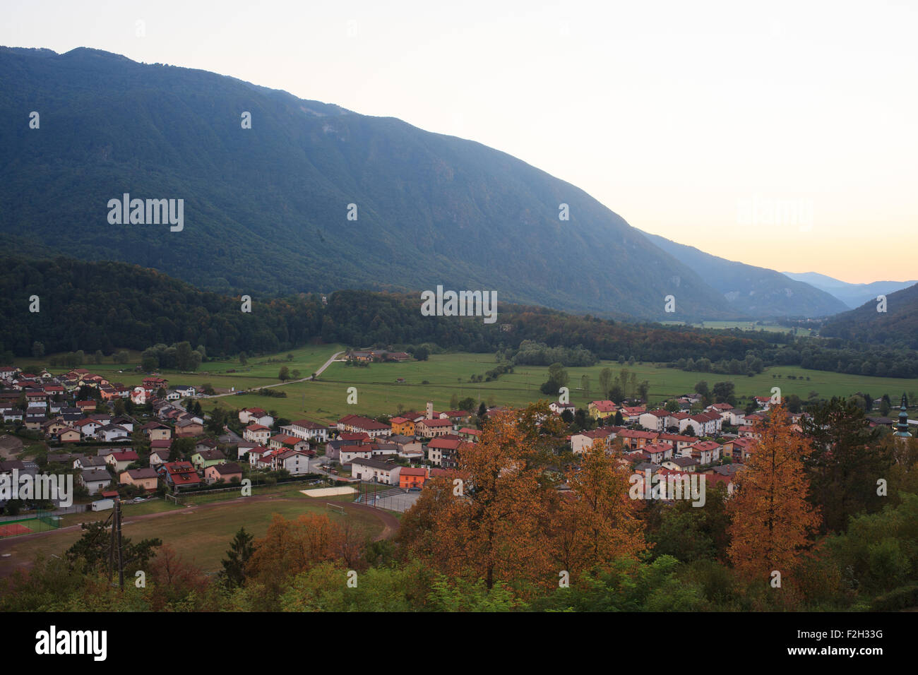 Avis de Kobarid, petite ville de Slovénie Banque D'Images