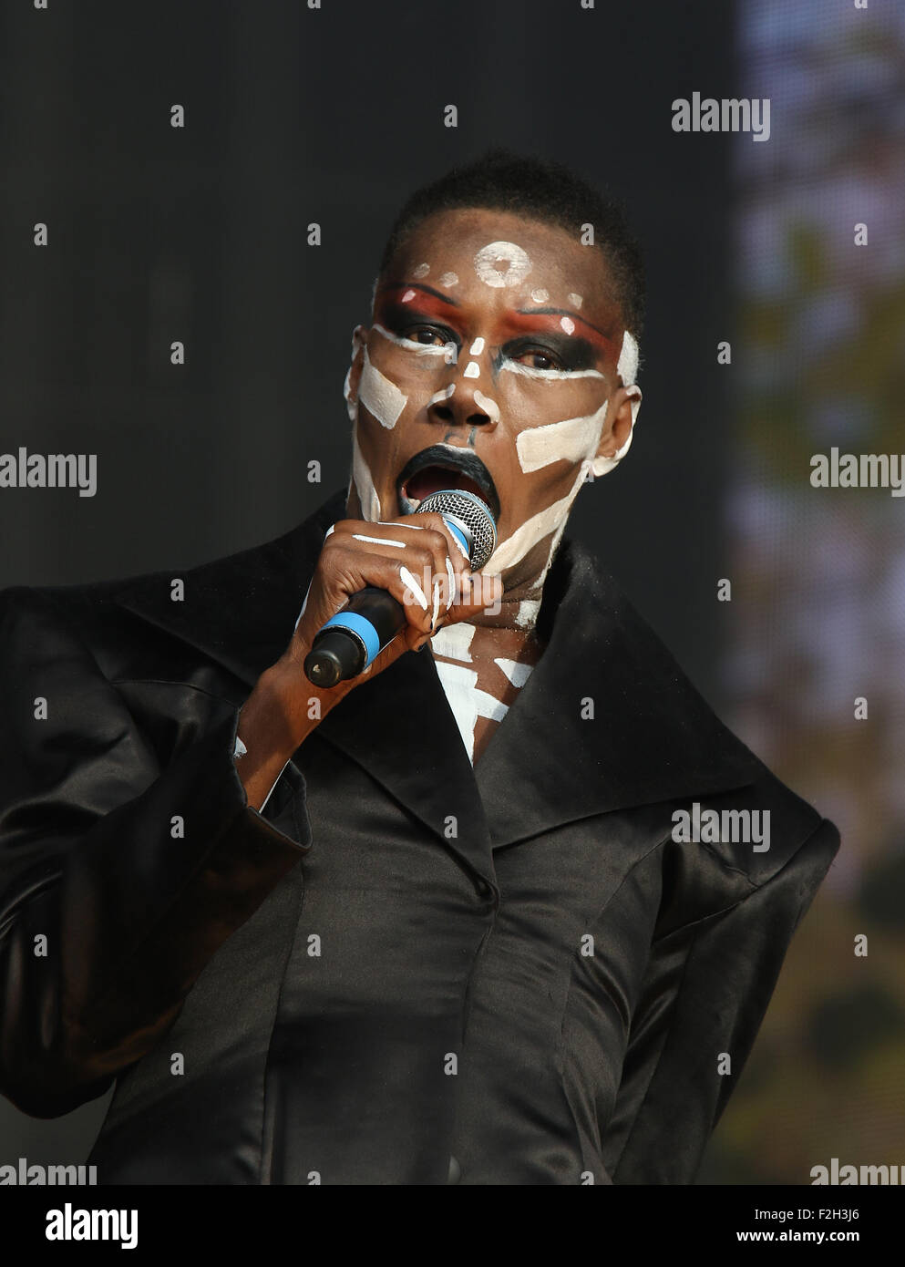 Londres, Angleterre - le 21 juin : Grace Jones sur scène à l'heure d'été britannique concert, Hyde Park, le 21 juin 2015 à Londres , Engl Banque D'Images