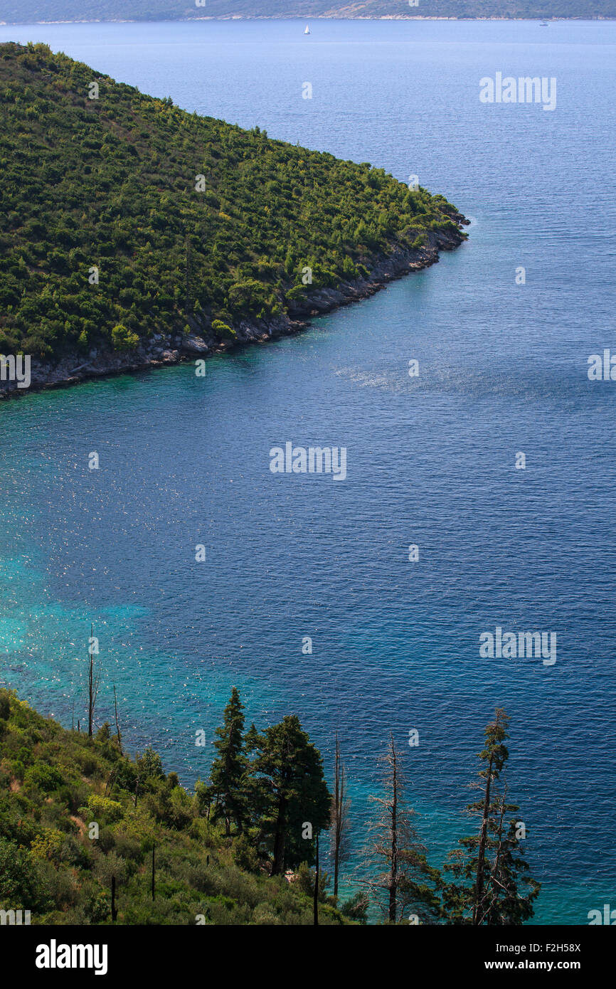 Vue sur la mer et la côte croate, Brsecine Banque D'Images
