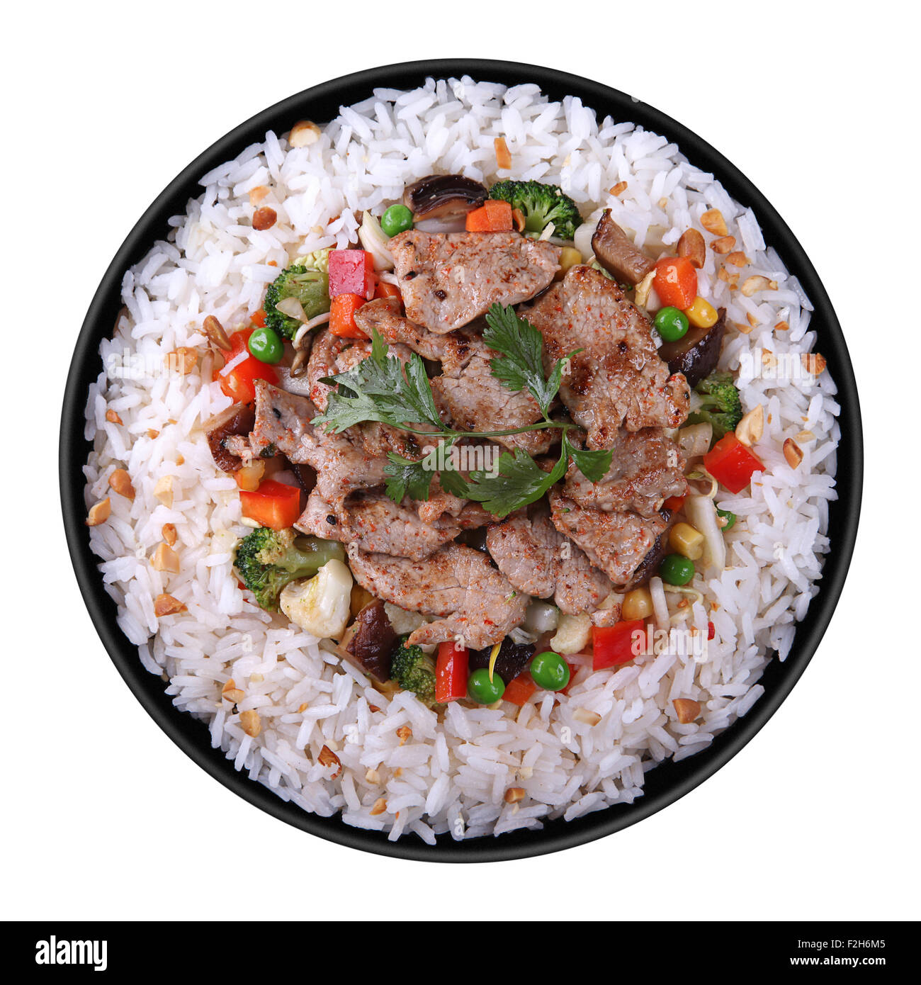 Cuisine traditionnelle thaï viande frite avec du riz Banque D'Images