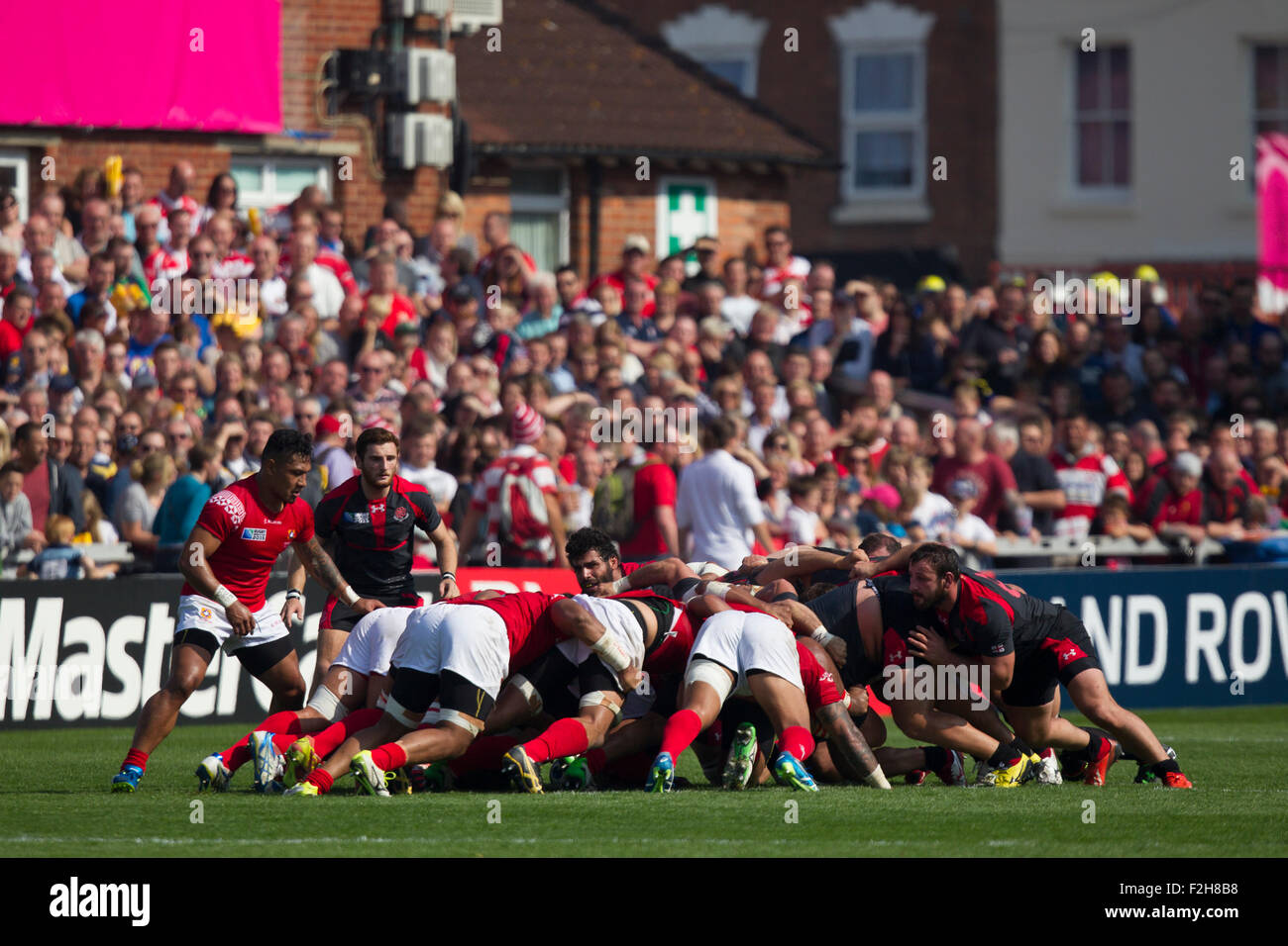 Gloucester, Royaume-Uni. 19 Sep, 2015. Coupe du Monde de Rugby. Les Tonga contre la Géorgie. Vue générale d'une mêlée. Credit : Action Plus Sport/Alamy Live News Banque D'Images