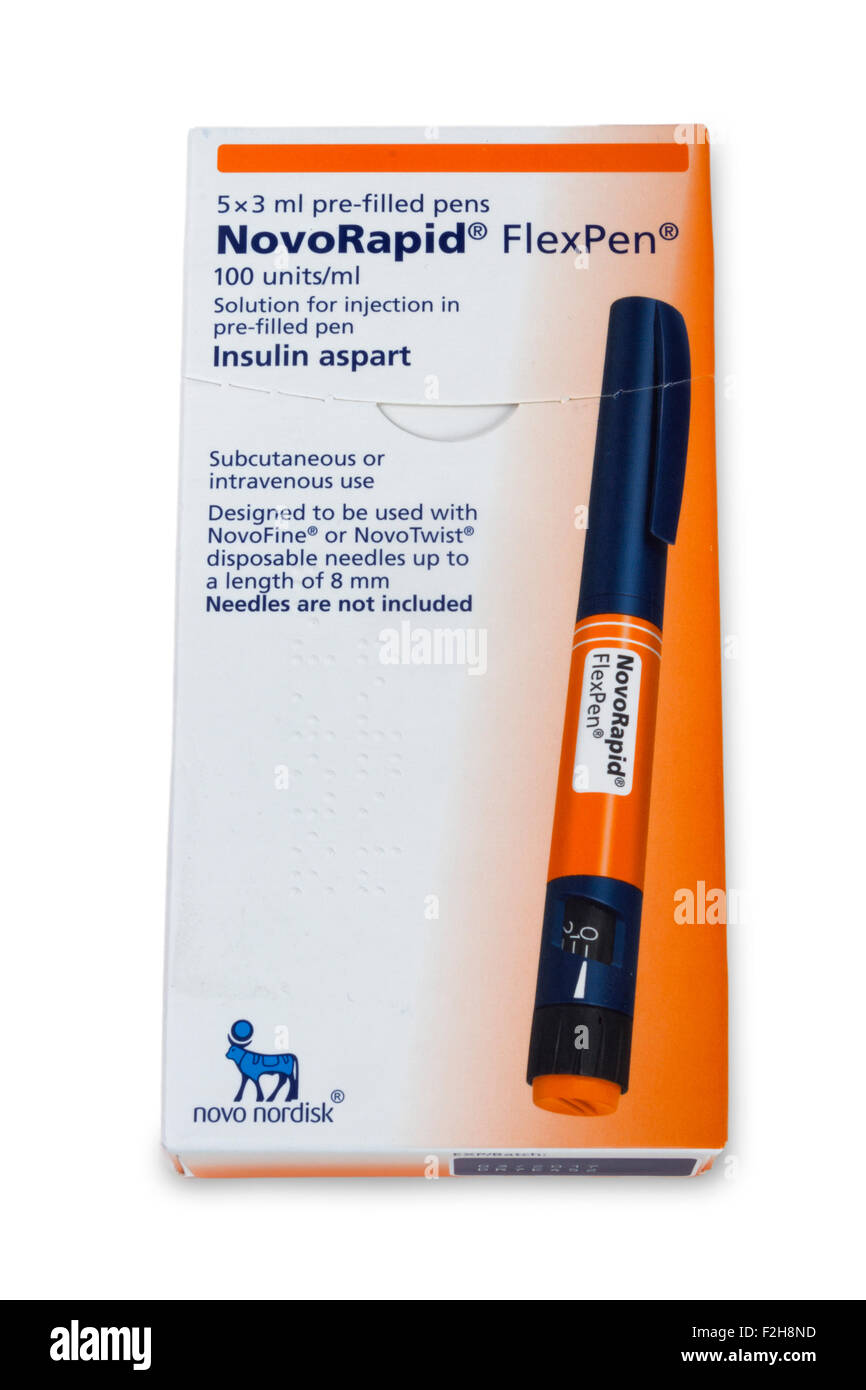 Carton de NovoRapid FlexPen stylo à insuline seringues Photo Stock - Alamy