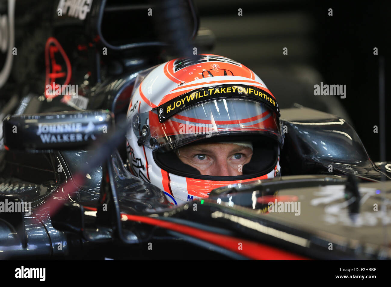 Singapour. 19 Septembre, 2015. Marina Bay Street Circuit, Singapour, Grand Prix de Formule 1 de Singapour, journée de qualification. Honda Jenson Button McLaren - Crédit : Action Plus Sport Images/Alamy Live News Banque D'Images