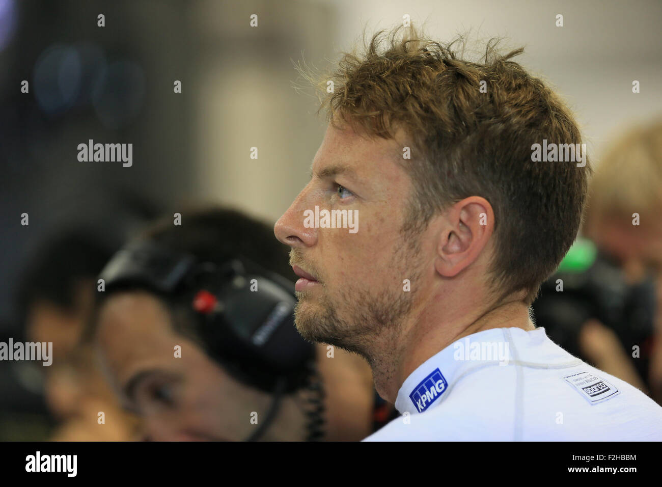 Singapour. 19 Septembre, 2015. Marina Bay Street Circuit, Singapour, Grand Prix de Formule 1 de Singapour, journée de qualification. Honda Jenson Button McLaren - Crédit : Action Plus Sport Images/Alamy Live News Banque D'Images