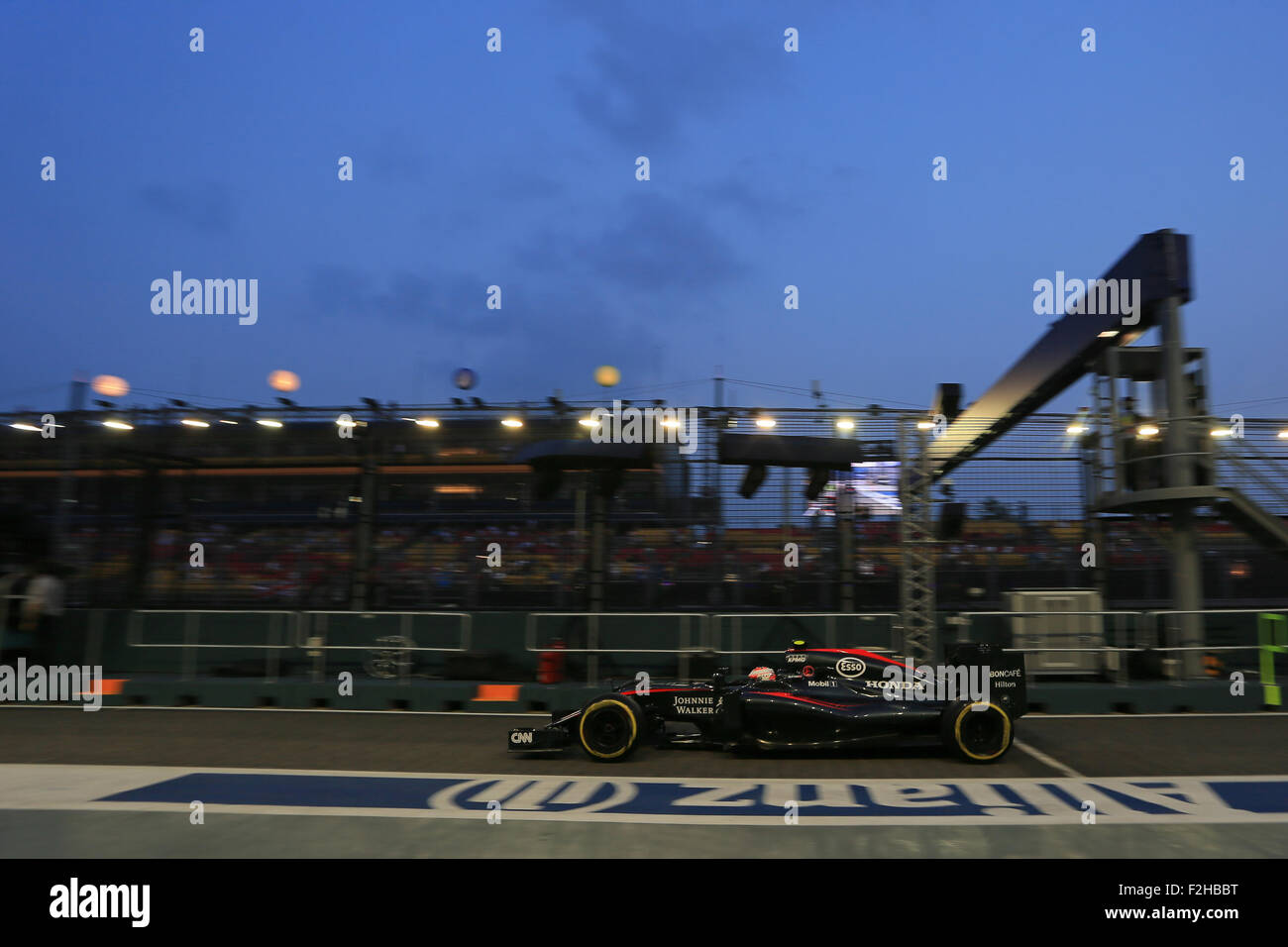 Singapour. 19 Septembre, 2015. Marina Bay Street Circuit, Singapour, Grand Prix de Formule 1 de Singapour, journée de qualification. Honda Jenson Button McLaren - Crédit : Action Plus Sport Images/Alamy Live News Banque D'Images