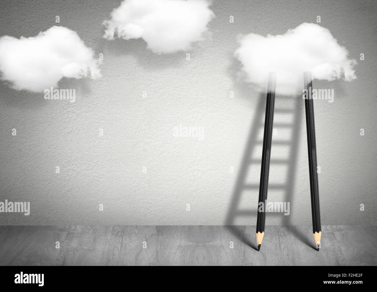 Idée concept créatif, crayon échelle pour les nuages Banque D'Images