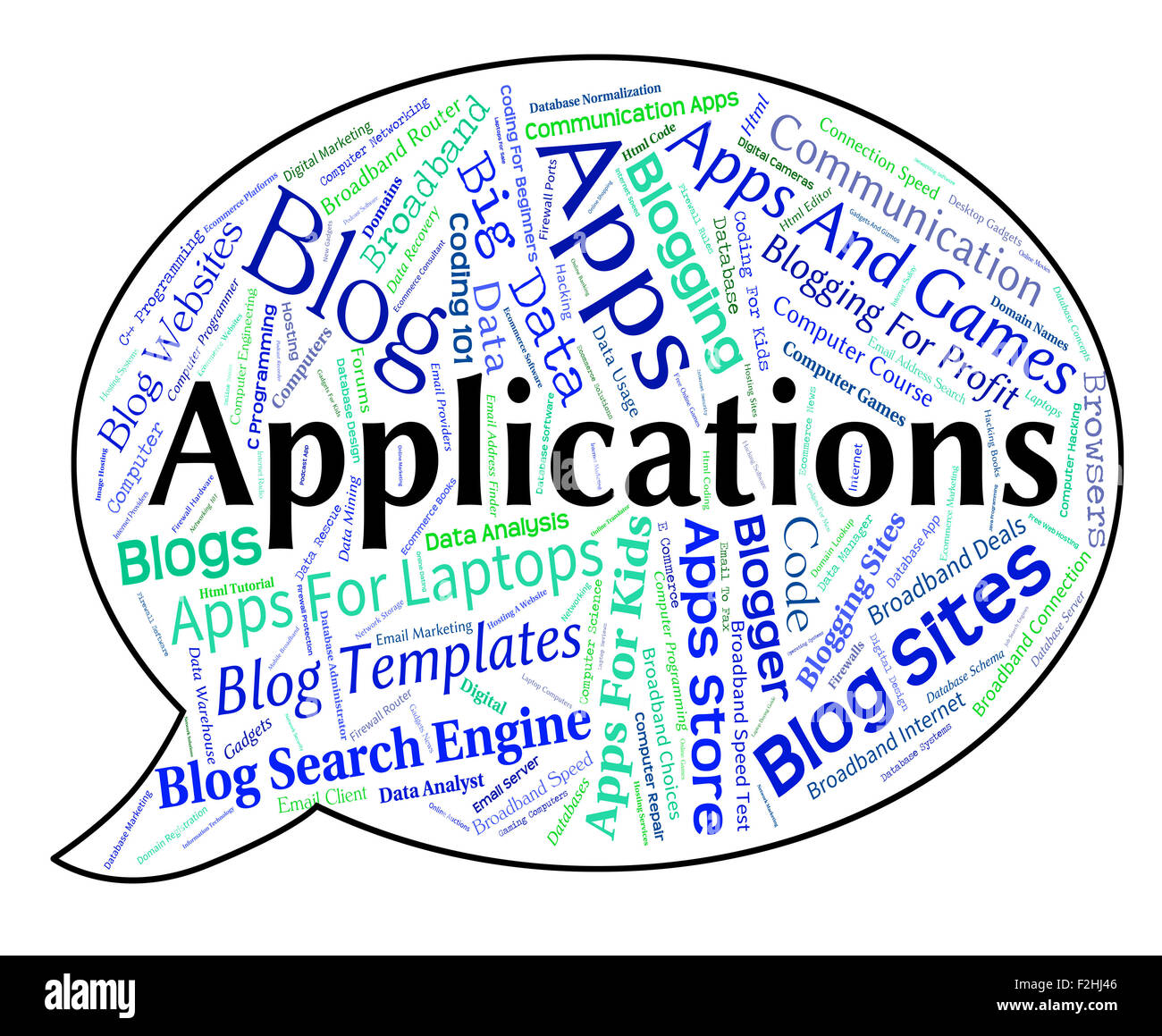 Mot d'applications représentant programme applications et ordinateurs Banque D'Images