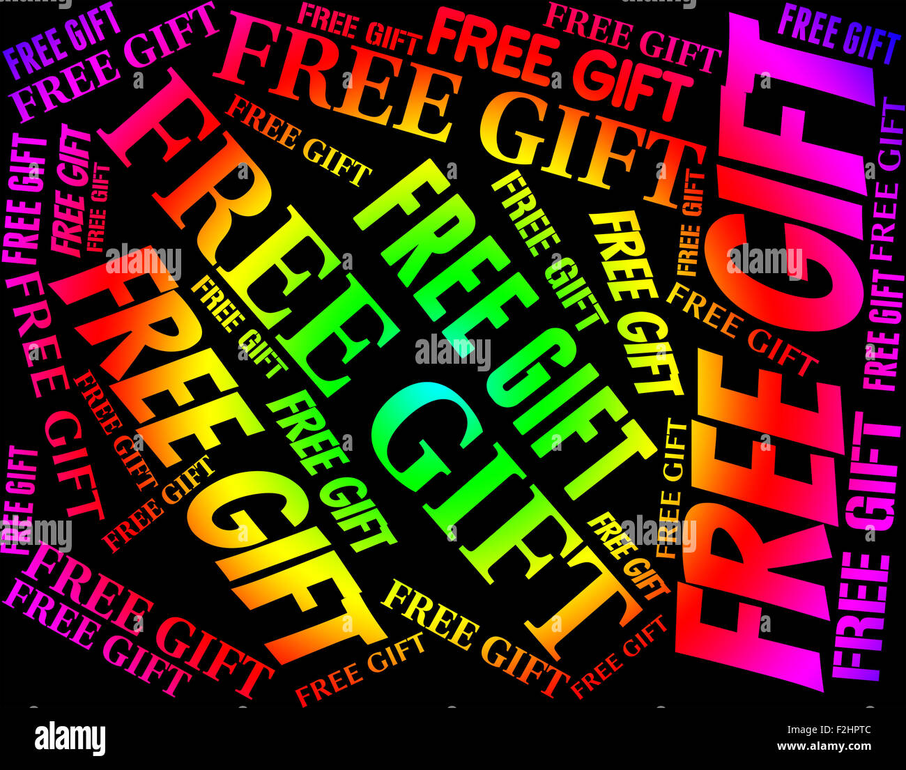 Cadeau gratuit représentant avec nos compliments et gratis Banque D'Images