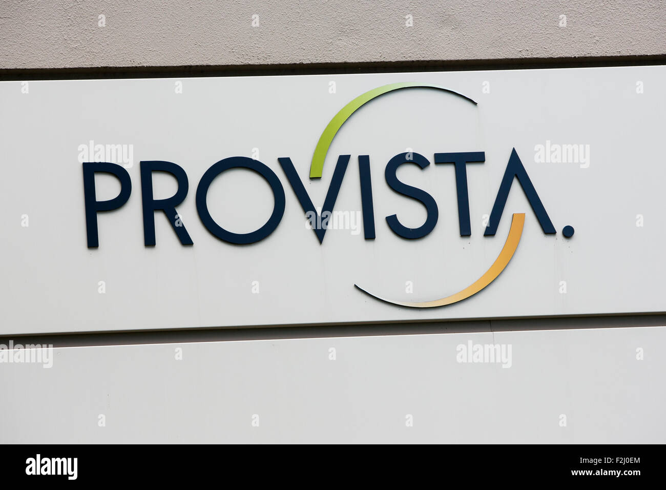 Un logo affiche à l'extérieur du siège de VHA, Inc., la société mère de la Novation et Provista, à Irving, Texas le mois de septembre Banque D'Images