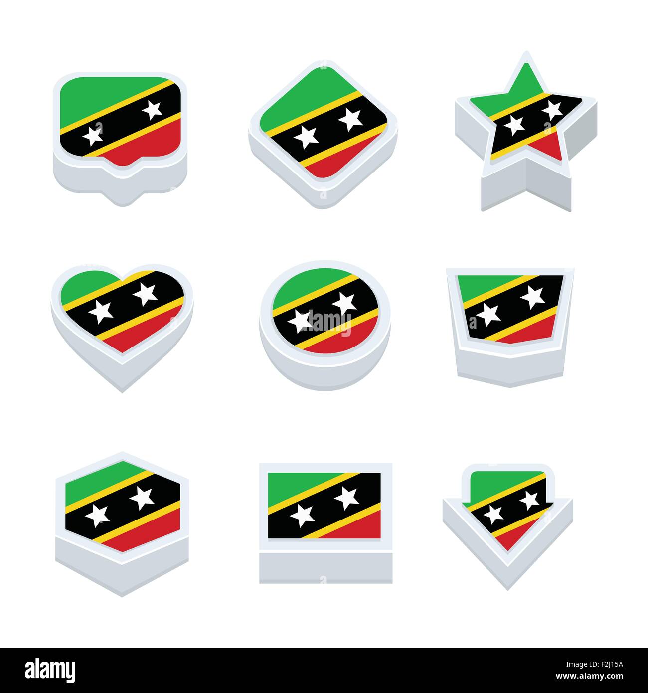 St Kitts & Nevis icônes drapeaux et jeu de boutons styles neuf Illustration de Vecteur