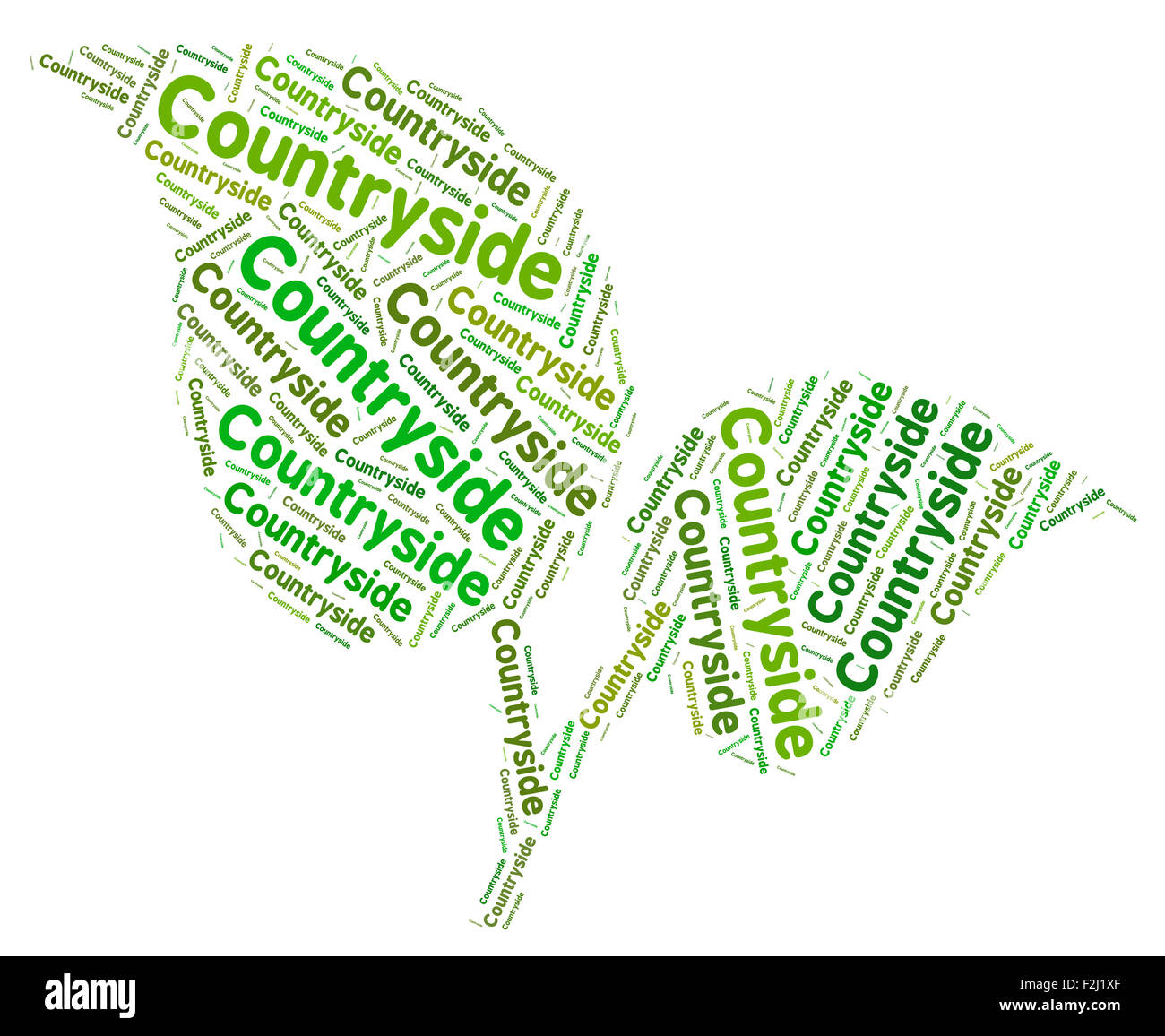 Mot campagne montrant scène naturelles et de Prairies Banque D'Images