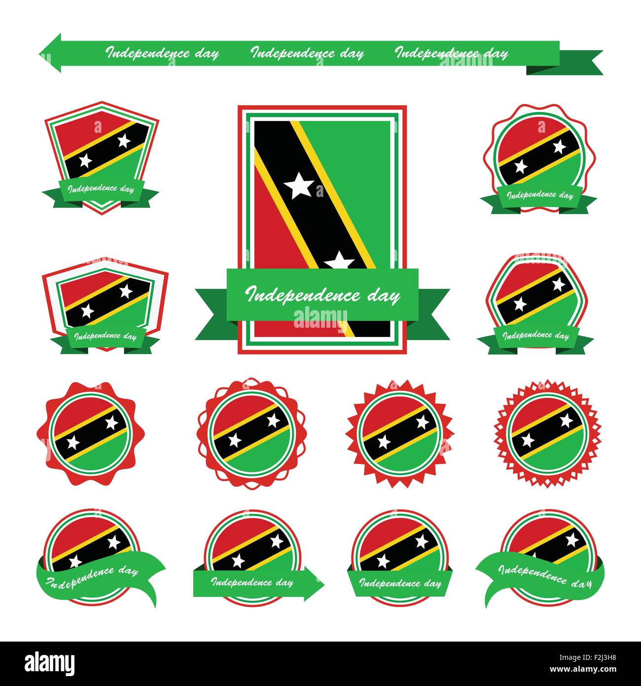 St Kitts & Nevis date de l'indépendance de la conception infographique drapeaux Illustration de Vecteur