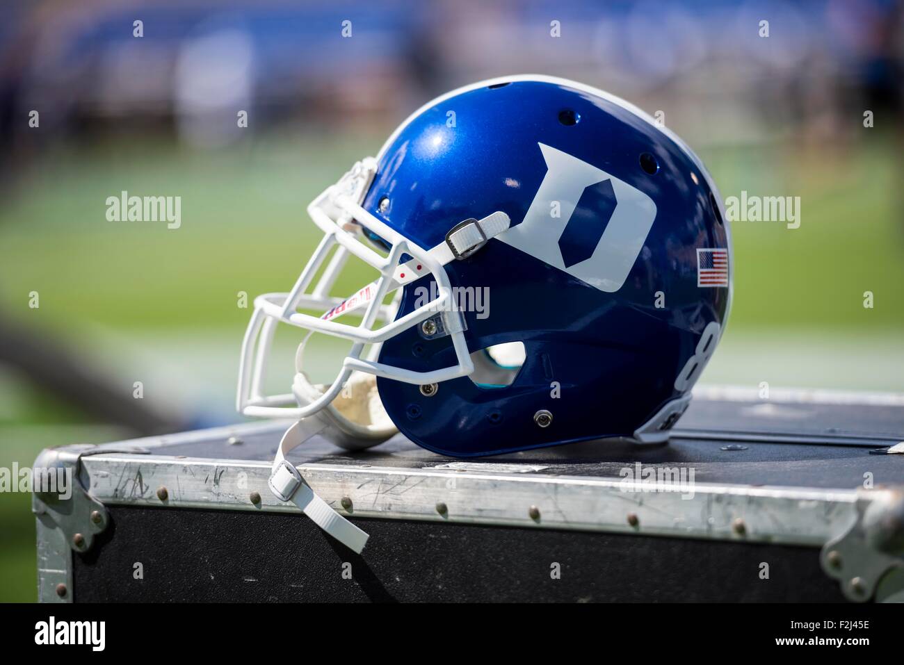 Durham, NC, USA. 19 Septembre, 2015.Un Duc football helmet durant la NCAA college football match entre le nord-ouest et le duc le samedi 19 septembre, 2015 à Wallace Wade Stadium, à Durham, N.C. Credit : Cal Sport Media/Alamy Live News Banque D'Images