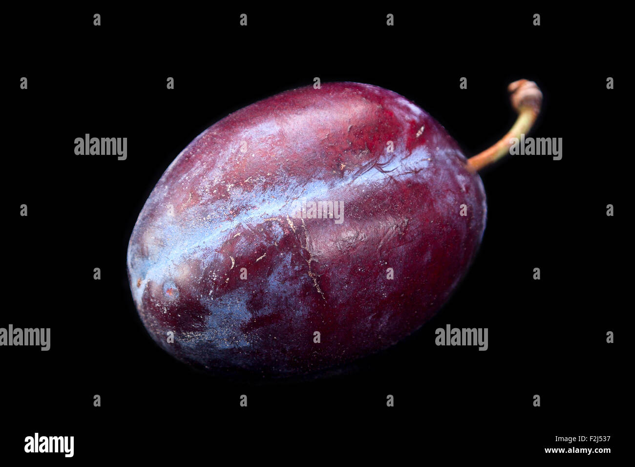 Gros plan légumes prune isolated on black Banque D'Images