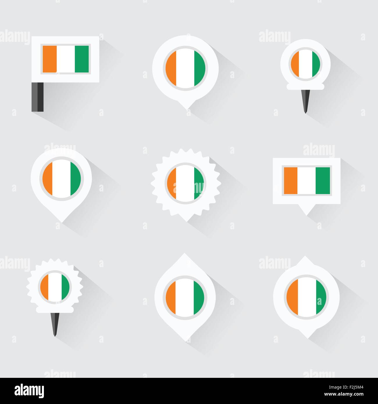 Côte d'ivoire drapeau et des broches pour l'Infographie et conception de carte Illustration de Vecteur