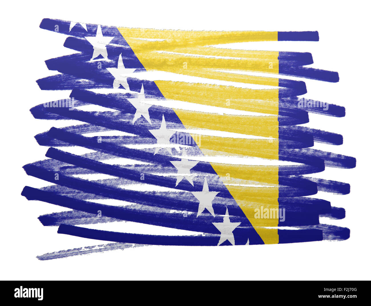 Flag illustration réalisée avec stylo - Bosnie Herzegovine Banque D'Images
