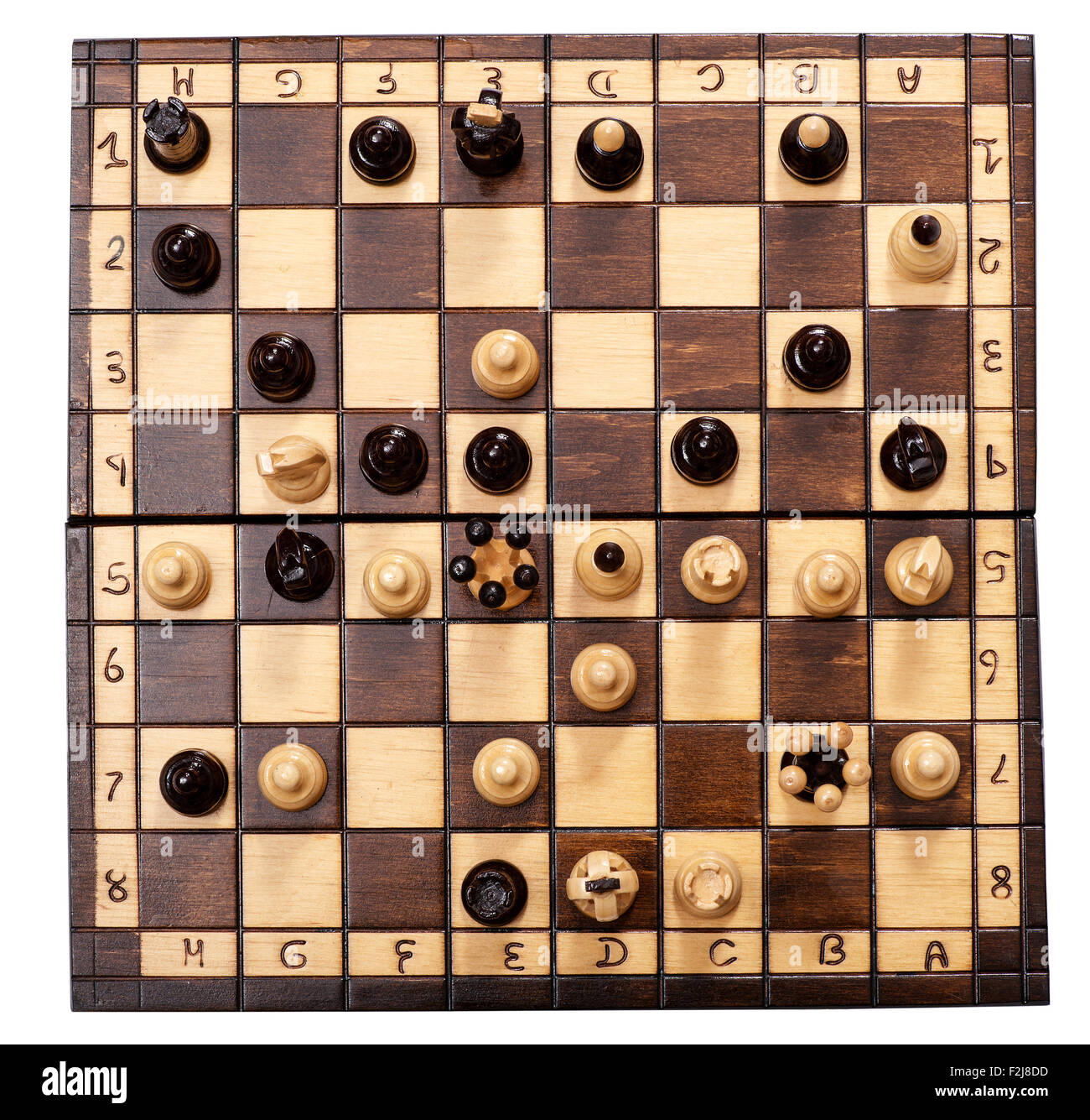 Vue aérienne d'une partie d'échecs en cours Banque D'Images