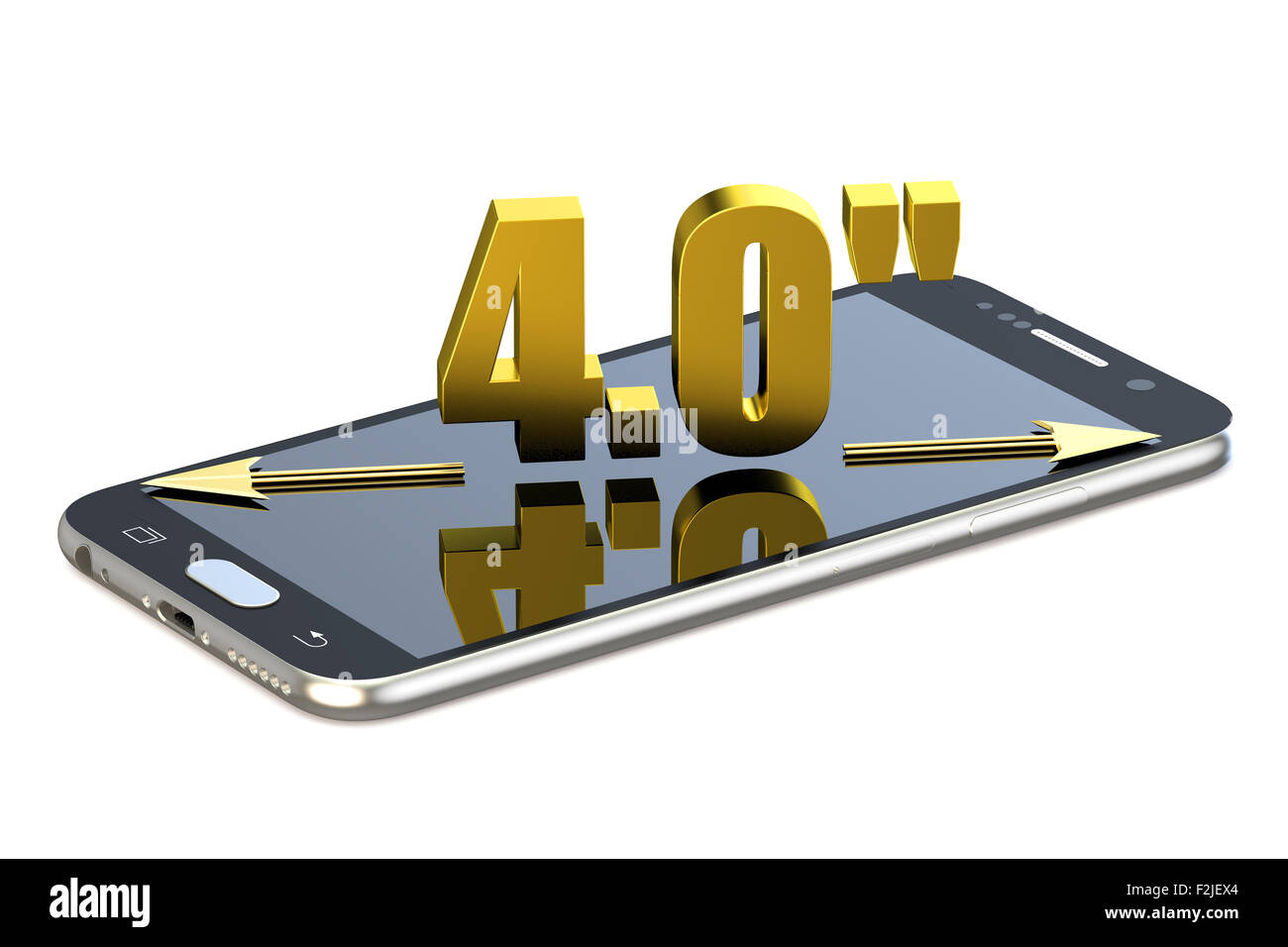 Smartphone avec 4.0 pouces de diagonale isolé sur fond blanc Banque D'Images