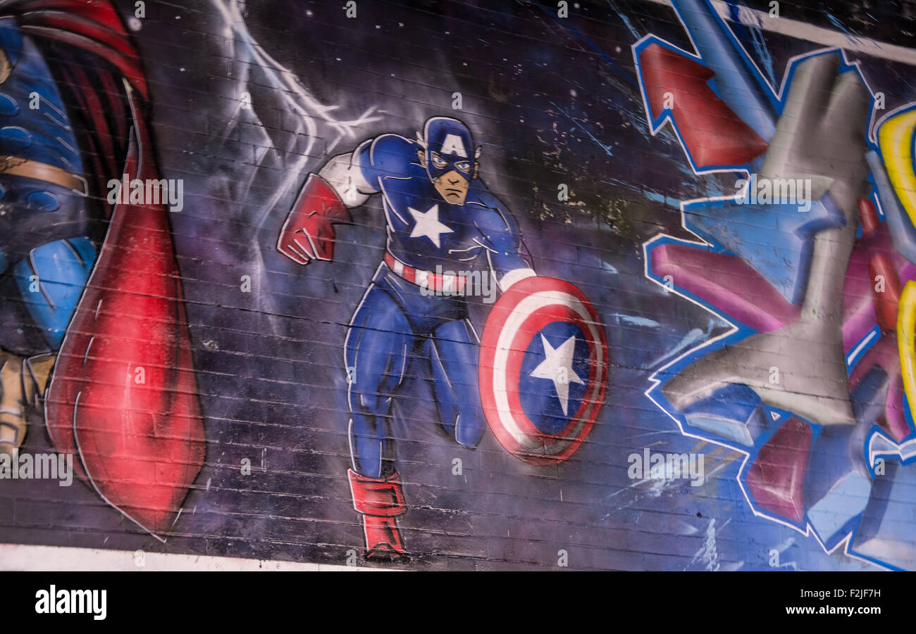 Captain America le graffiti Banque D'Images