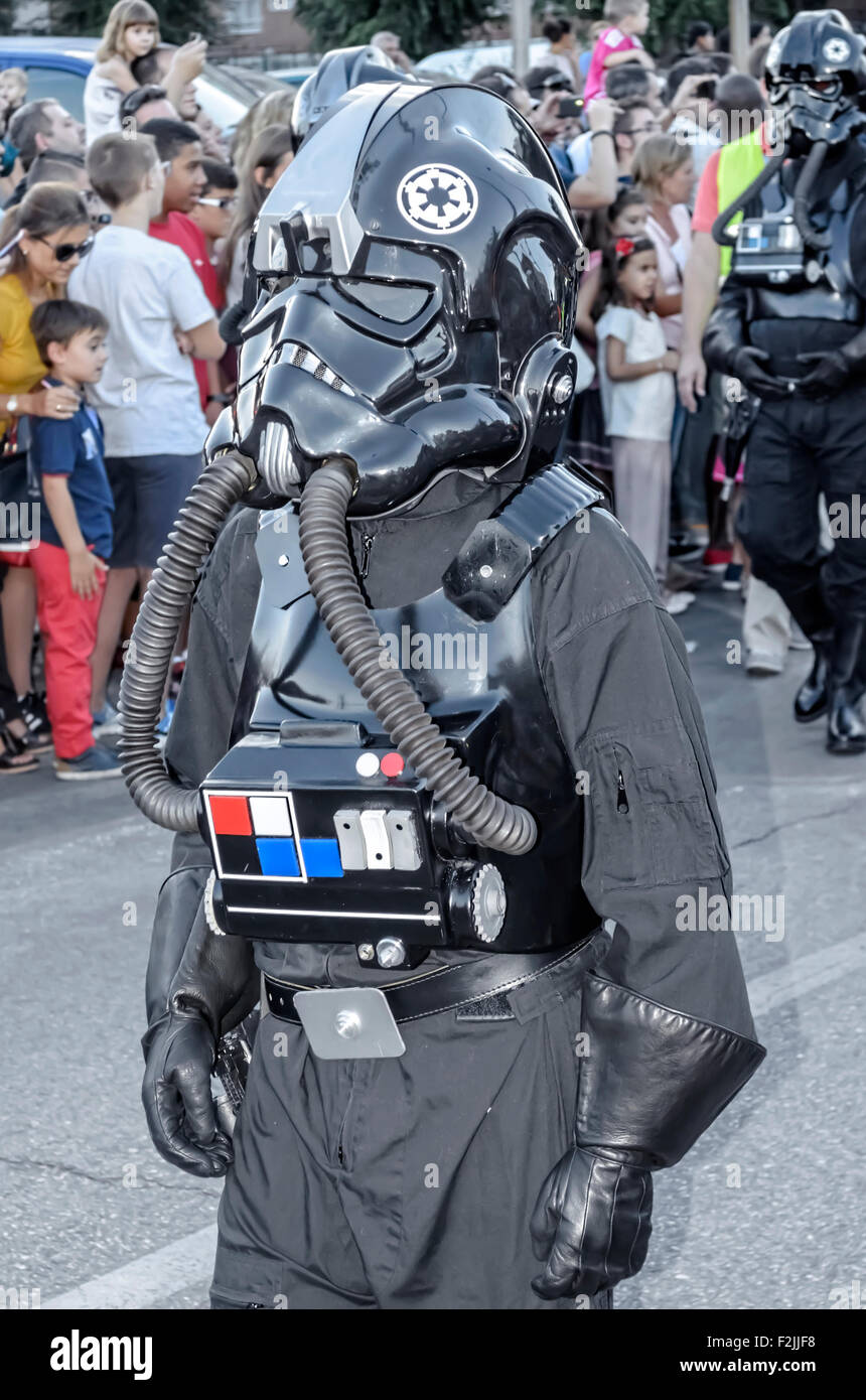 VII Le jour de formation de garnison espagnole 501ème Légion, -Star wars-. Homme non identifié de déguisée -TIE fighter pilot-. Banque D'Images