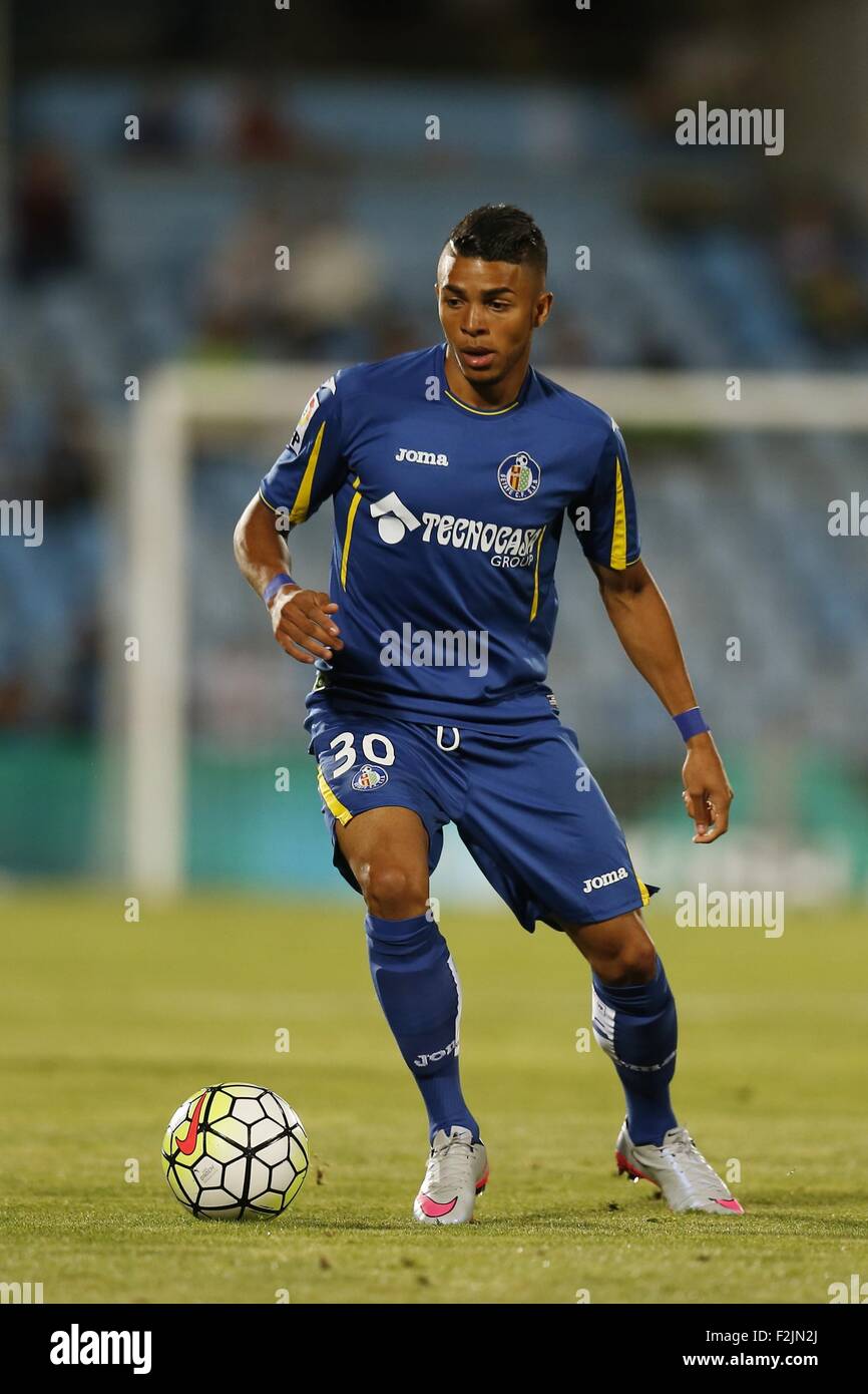 Getafe, Espagne. 18 Sep, 2015. Wanderson (Getafe) Football/soccer : espagnol 'Liga BBVA' match entre Getafe 1-0 Malaga CF au Coliseum Alfonso Perez de Getafe, Espagne . © Kawamori Mutsu/AFLO/Alamy Live News Banque D'Images