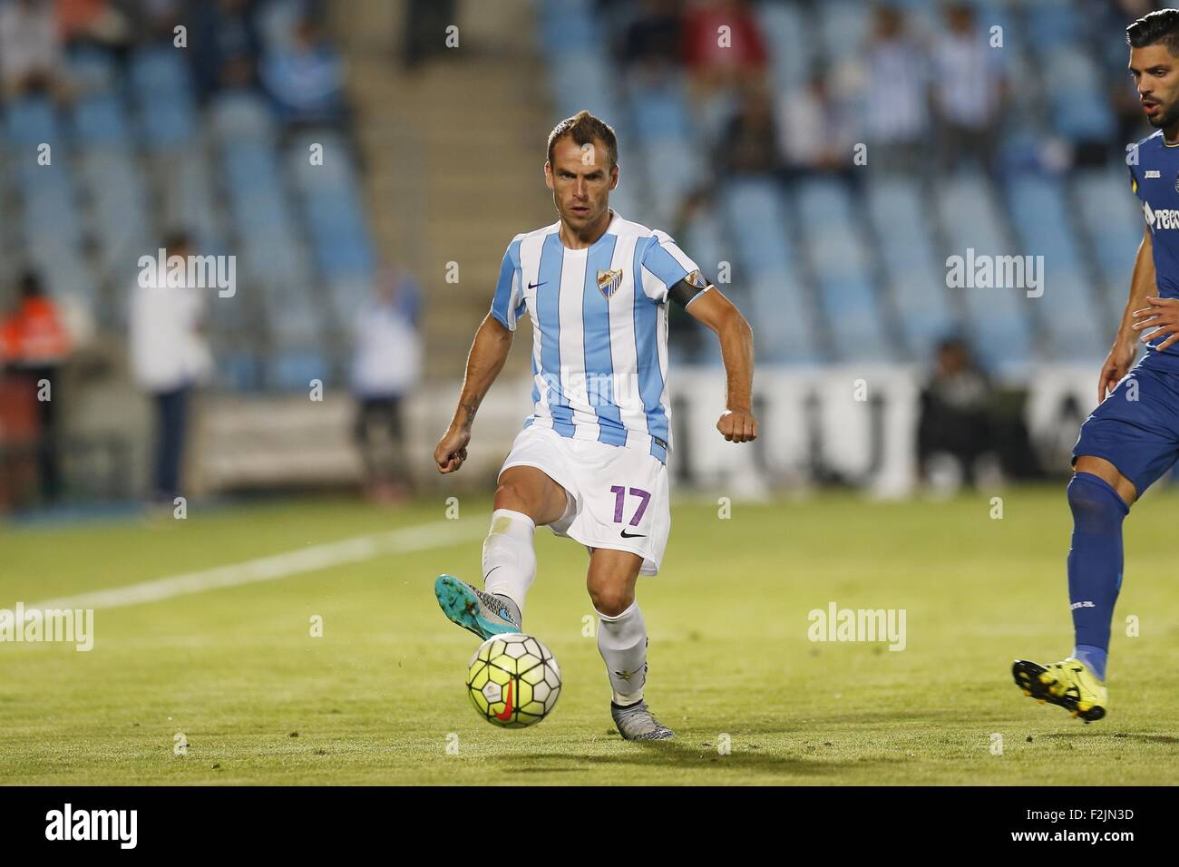 Getafe, Espagne. 18 Sep, 2015. Duda (Malaga) Football/soccer : espagnol 'Liga BBVA' match entre Getafe 1-0 Malaga CF au Coliseum Alfonso Perez de Getafe, Espagne . © Kawamori Mutsu/AFLO/Alamy Live News Banque D'Images