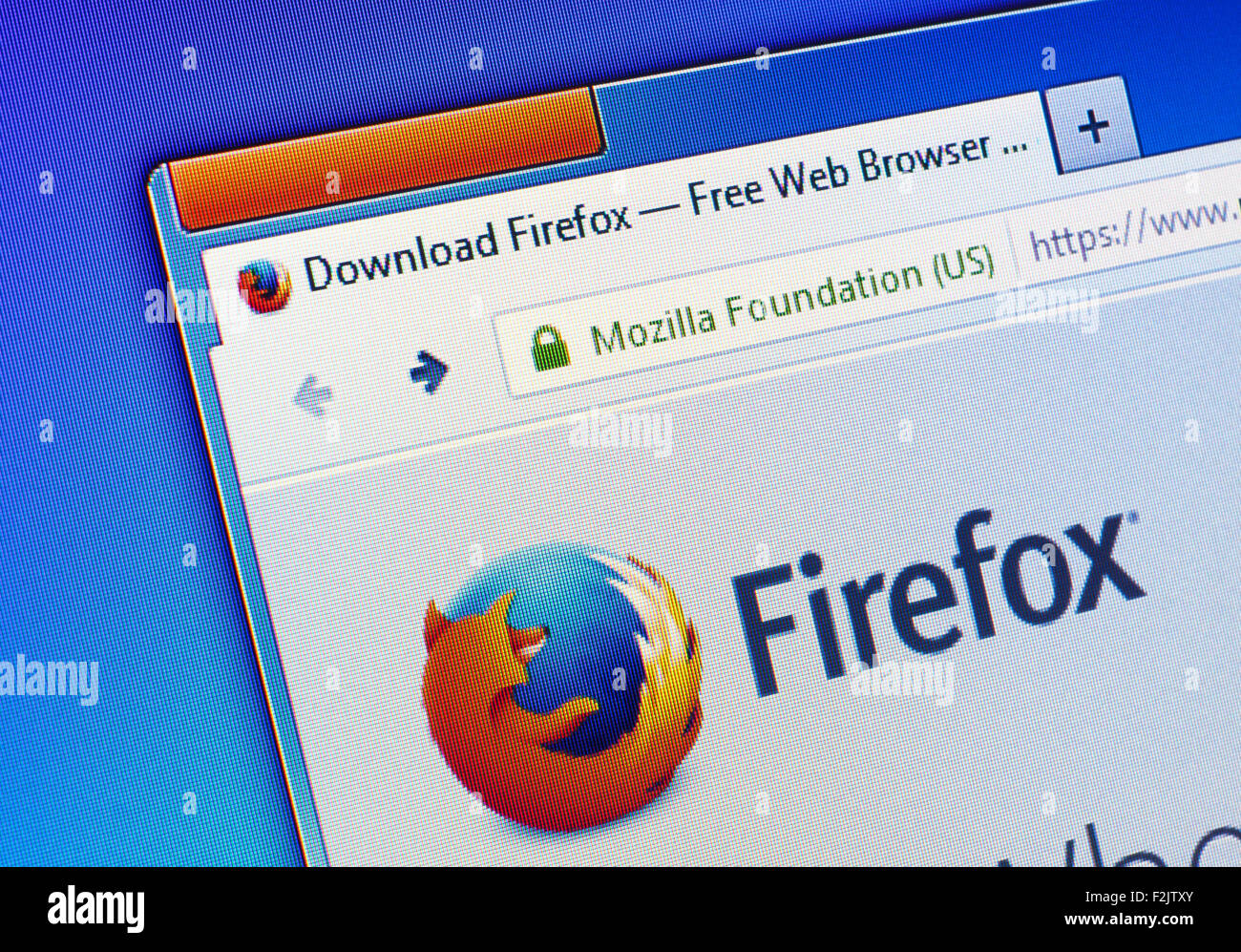 GDANSK, Pologne - 07 juillet, 2015. Page d'accueil de Firefox sur l'écran d'ordinateur. Mozilla Firefox est un logiciel gratuit et open-source web browser Banque D'Images