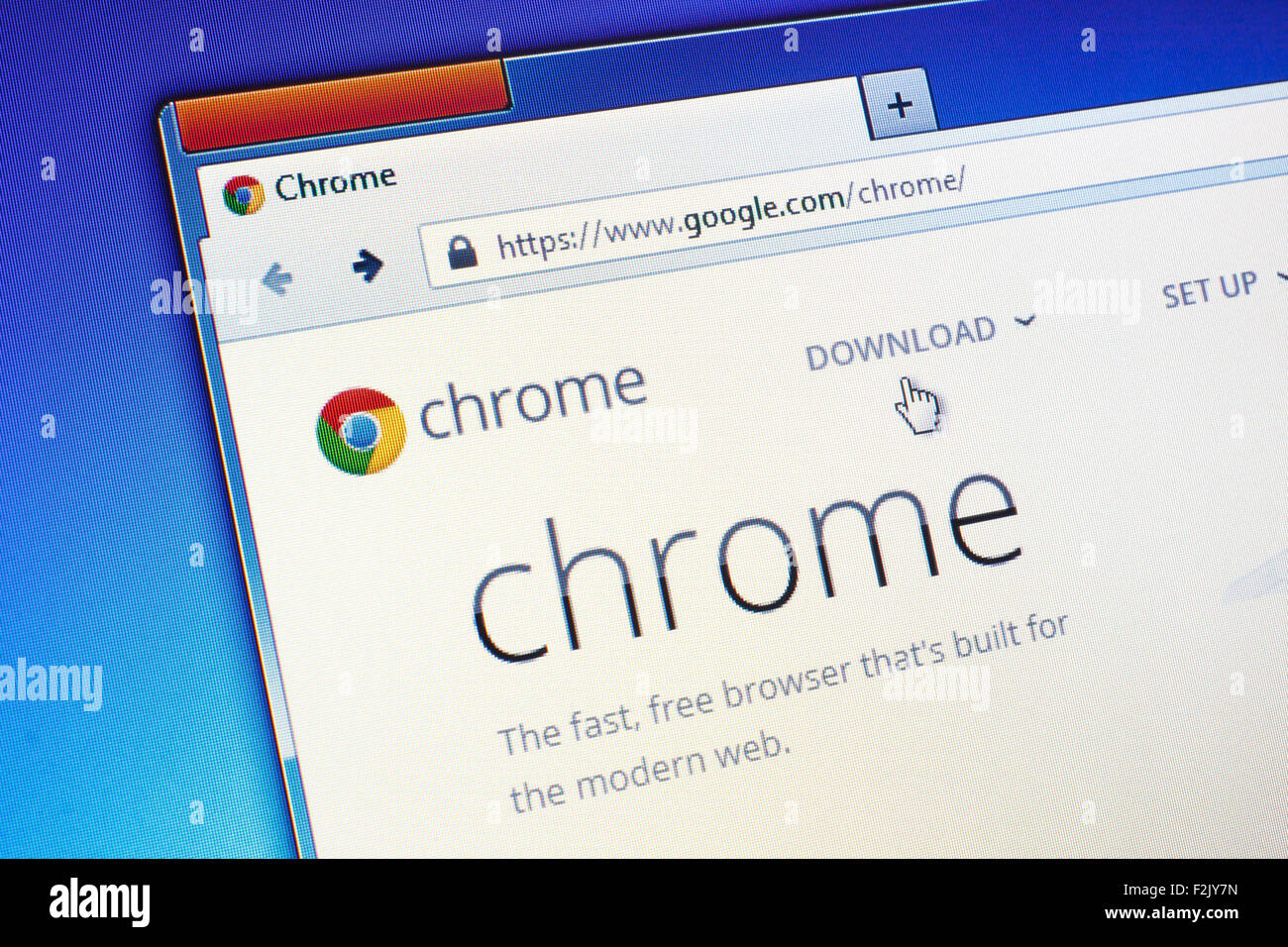 GDANSK, POLOGNE - Le 23 juillet 2015. Google Chrome Page d'accueil sur l'écran d'ordinateur. Google Chrome est un navigateur web développé par freeware Banque D'Images