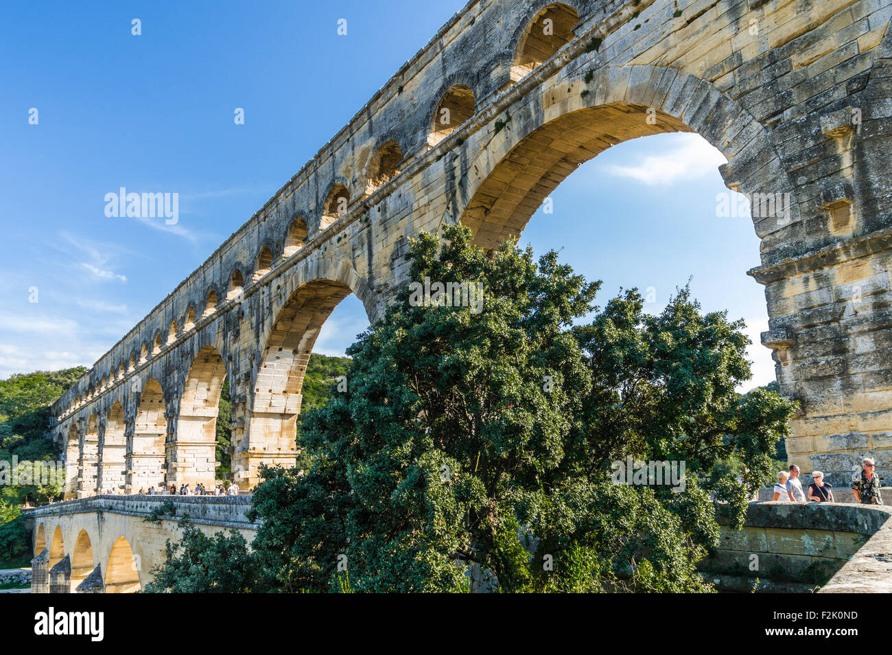 Pont du Gard, célèbre aqueduc romain dans le sud de la France près de Nîmes. Banque D'Images