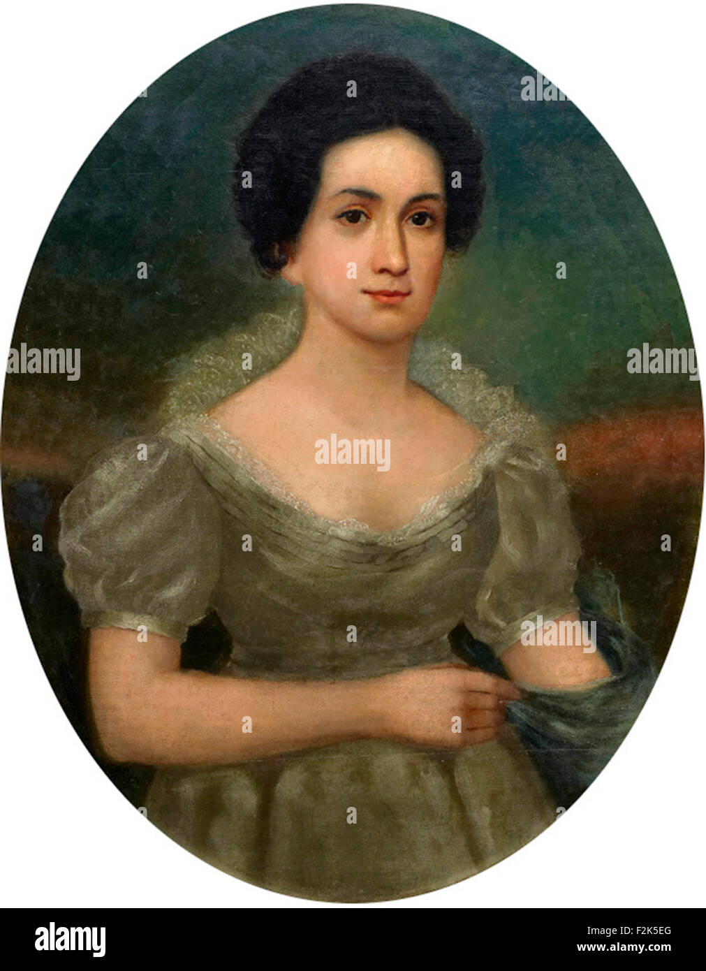 Portrait à l'huile de Letitia Tyler (1790 - 1842), première épouse du président John Tyler, par un artiste inconnu Banque D'Images