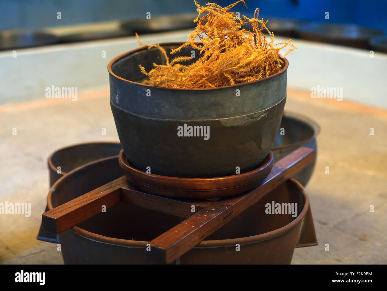 Lugano, ITALIE - Mai 15 : Vue d'anciens outils propres à faire du fromage italien, utilisé par les anciens fromager le 15 mai, 2015 Banque D'Images