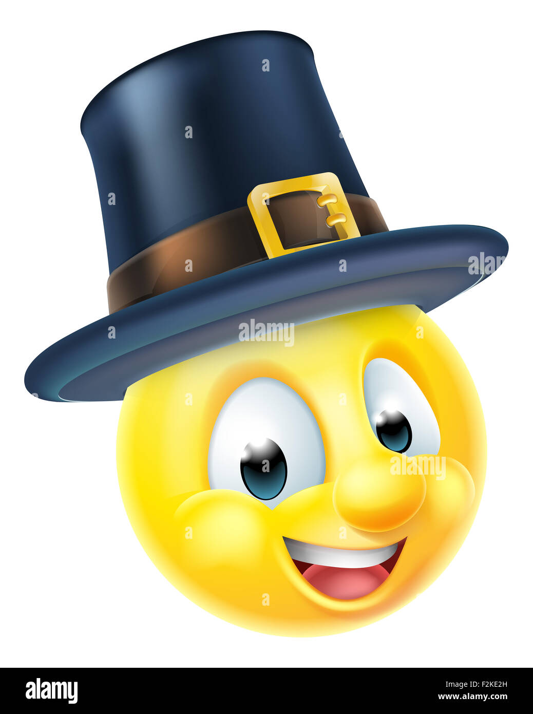 Un joyeux thanksgiving émoticône emoji portant un chapeau de pèlerins Banque D'Images